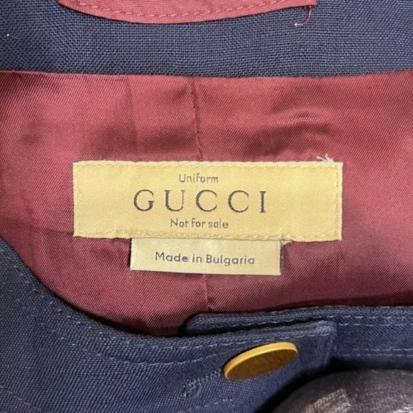 Gucci Jacket Women 58 Gold Button Uniform Blazer Linen Blend Navy Blue XXL - Picture 4 of 9